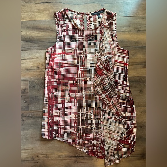 White House Black Market Tops - White House Black Market Abstract Plaid Print Sleeveless Blouse XS – Fall Colors